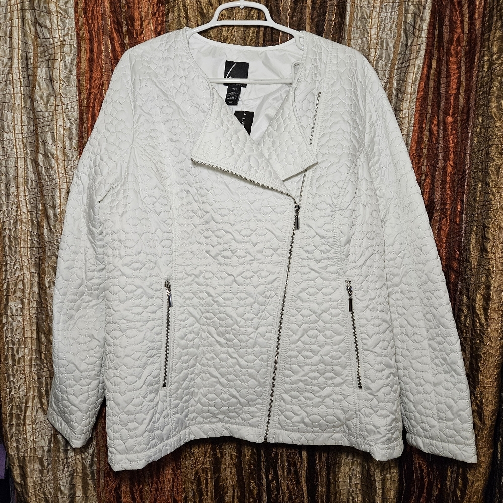 Lane Bryant White Quilted Puffer Jacket